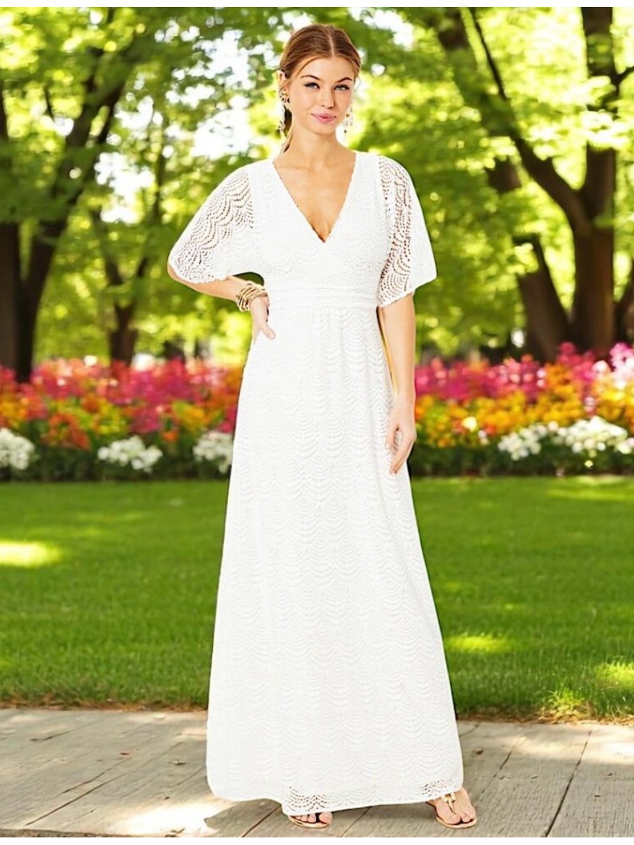 Lilly Pulitzer White Lace Vneck Maxi Dress